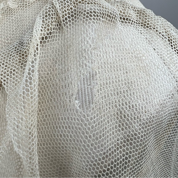 Edwardian Lace Bed or Boudoir Jacket with Blue Satin Ribbon - Picture 9 of 13